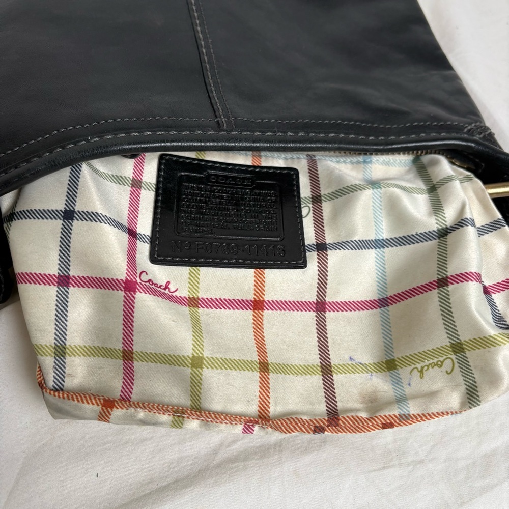 Coach 11415 Vintage Bleecker Bleeker Tattersall Leather Hobo Shoulder Bag Purse - Picture 8 of 12